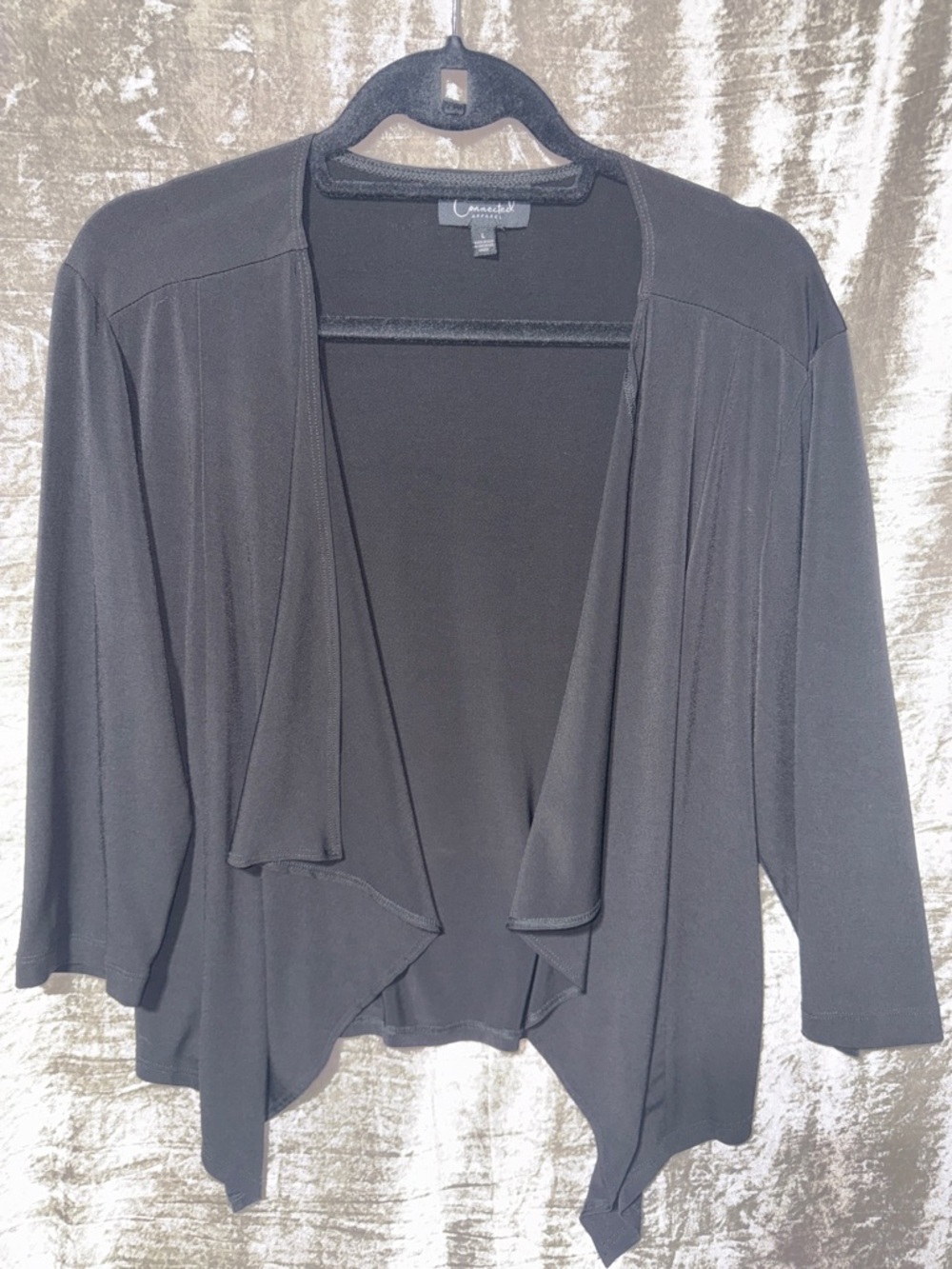 Connected Apparel Grey Draped Open-Front Waterfall Cardigan